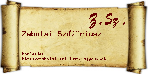 Zabolai Szíriusz névjegykártya